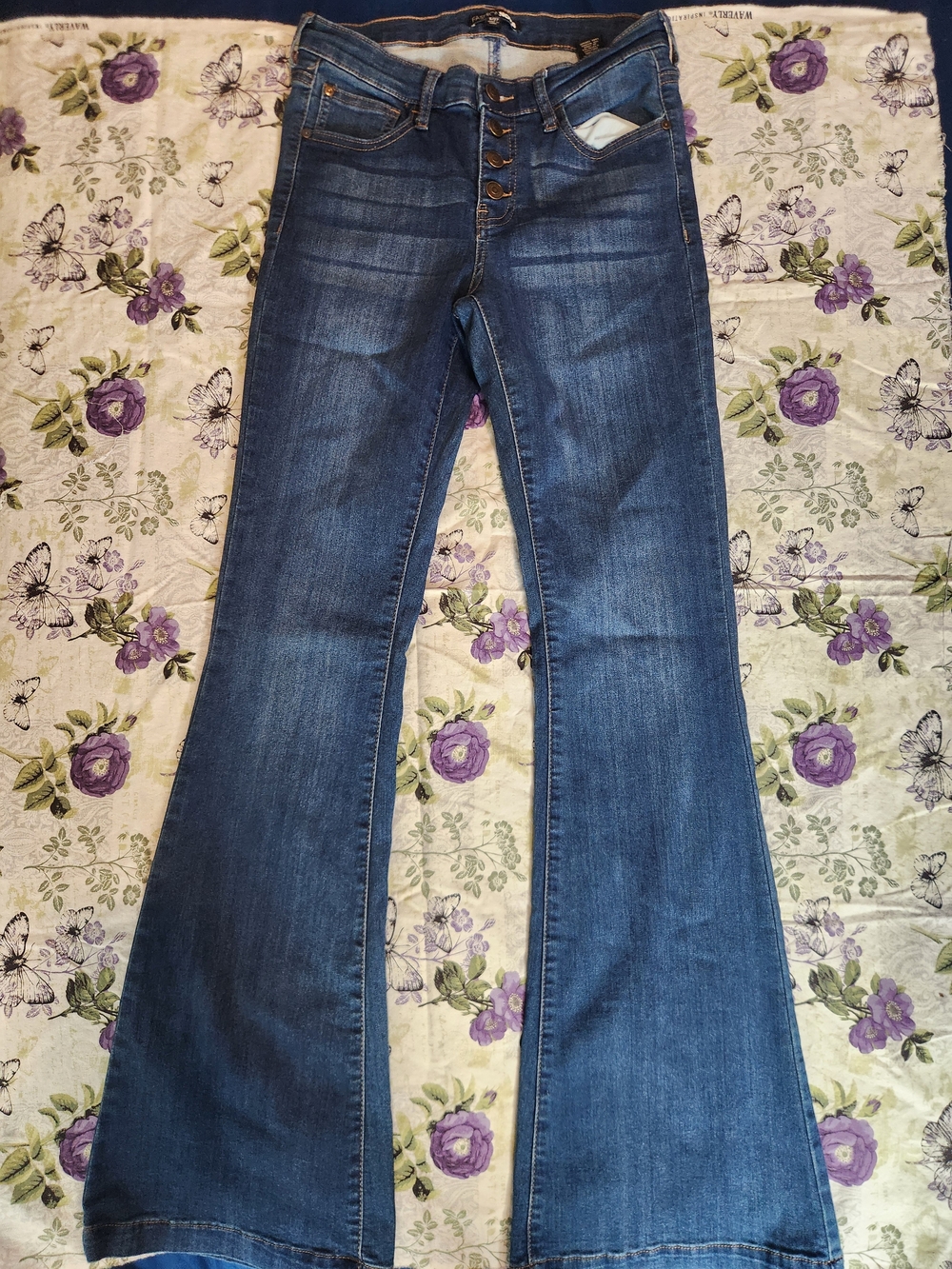 Fashion Nova Medium Blue High-Rise Flare Jeans